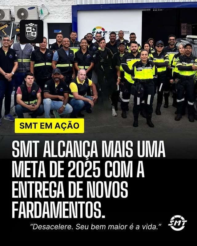 Imagem referente à notícia SMT ALCANÇA MAIS UMA META DE 2025 COM A ENTREGA DE NOVOS FARDAMENTOS