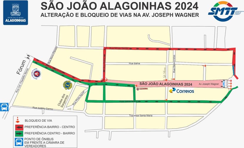 Imagem da alteração do tráfego na avenida Joseph Wagner
